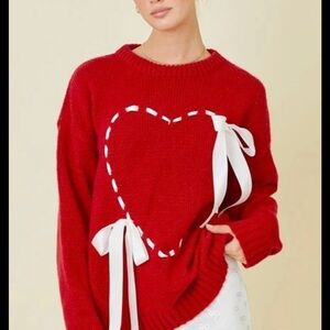 Altar'd State Red Sweater with Heart Design